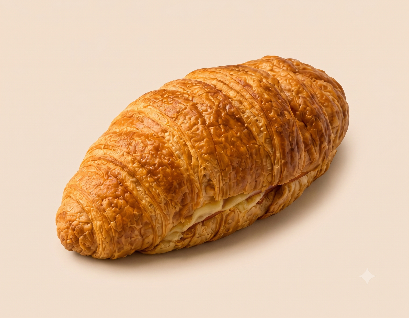 Golden turkey and cheese croissant with melted cheese